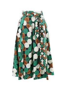 Macro polka dot pleated skirt