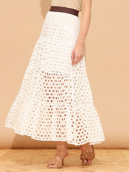 Perforated cotton skirt - 3