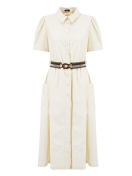 Cotton shirt dress with elastic waistband