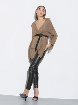 Cardigan in lurex con frange - 3