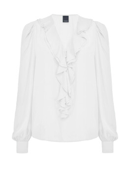 Fluid chevron jacquard blouse with ruffles