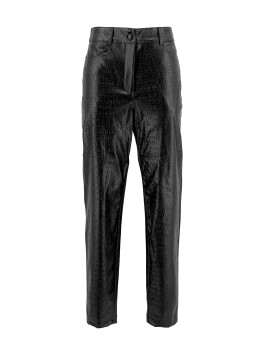 Croco print faux leather trousers