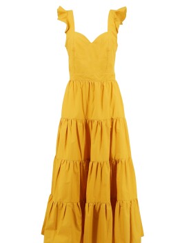 Vestito lungo a balze in cotone