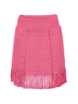 Tweed mini skirt with fringes
