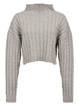Cropped cable-knit pullover