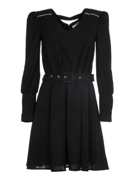 Midi dress with belt at the waist