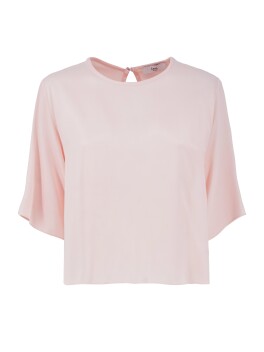 Blusa in satin con oblò posteriore