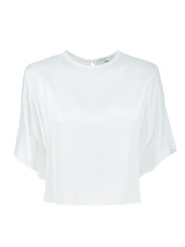 Blusa in satin con oblò posteriore