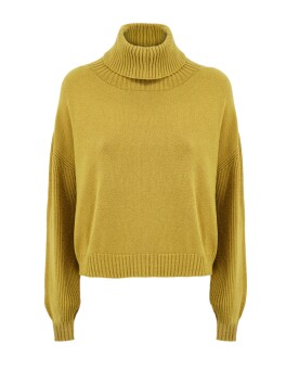 High neck sweater with ribbed sleeves