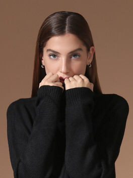 High neck sweater with ribbed sleeves - 3