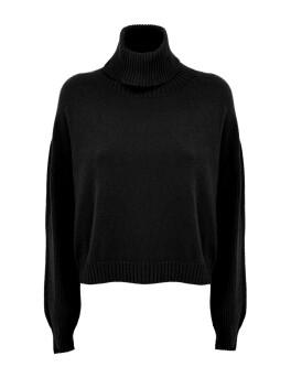 High neck sweater with ribbed sleeves
