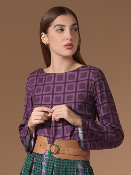 Blusa pipistrello a fantasia geometrica