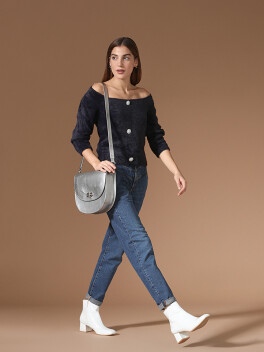 Borsa modello tolfa in pelle argento - 3