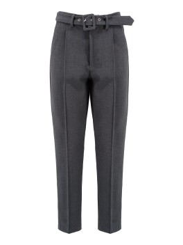 High-waisted trousers with belt