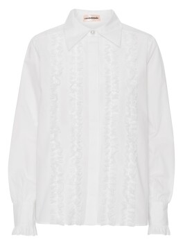 Shirt with ruffles and pearl buttons