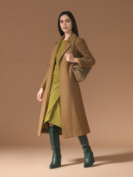 Cappotto lungo spigato con cintura - 3