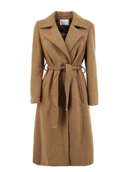 Long herringbone coat with belt