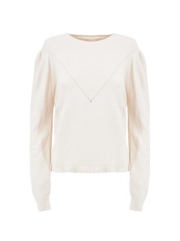 Crewneck sweater with puff sleeves