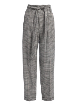 Pantaloni check con vita a sacchetto