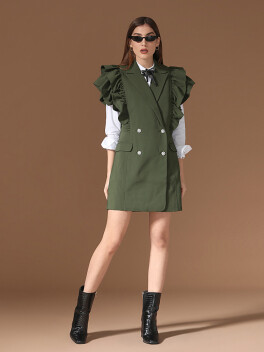 Vestito gilet con maniche volant - 3