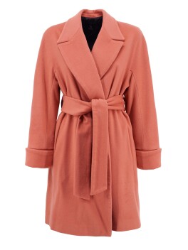 Coat with sash in pure wool