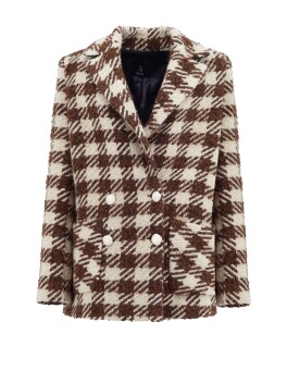 Short checked coat in wool blend