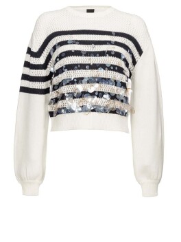 Mesh striped sweater with sequins