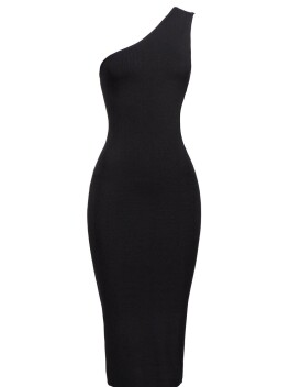 One-shoulder sheath dress with porthole